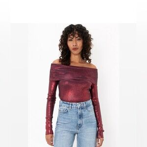 ZARA NEW Shimmering Off-Shoulder Top